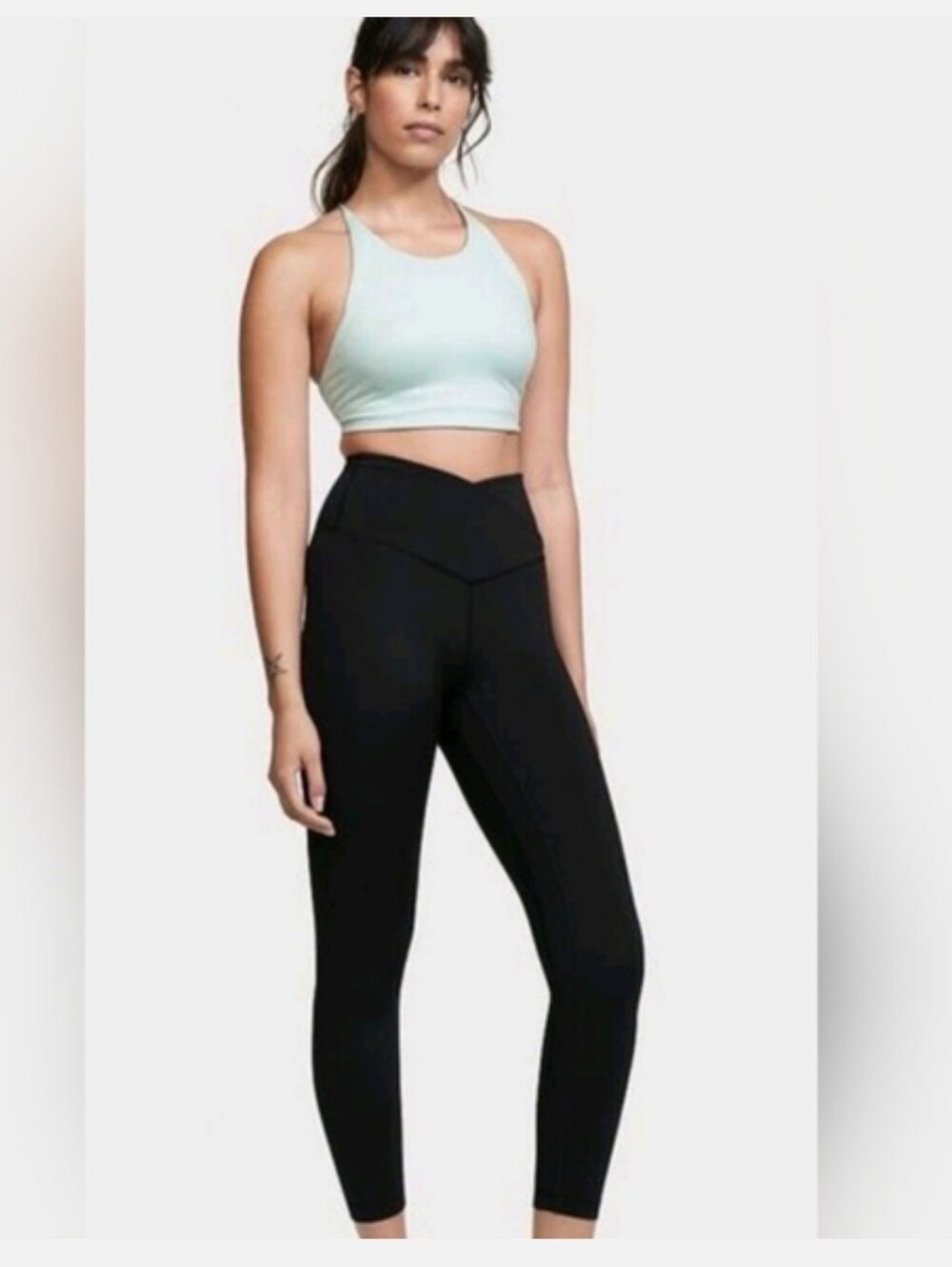 EUC Victorias PINK High-Waist Black Leggings M